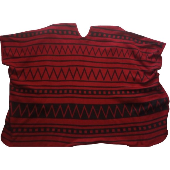 Arianna By Howard’s Women's Sz One Size OS Poncho Shawl Wrap Aztec Warm Red Top - Picture 7 of 9